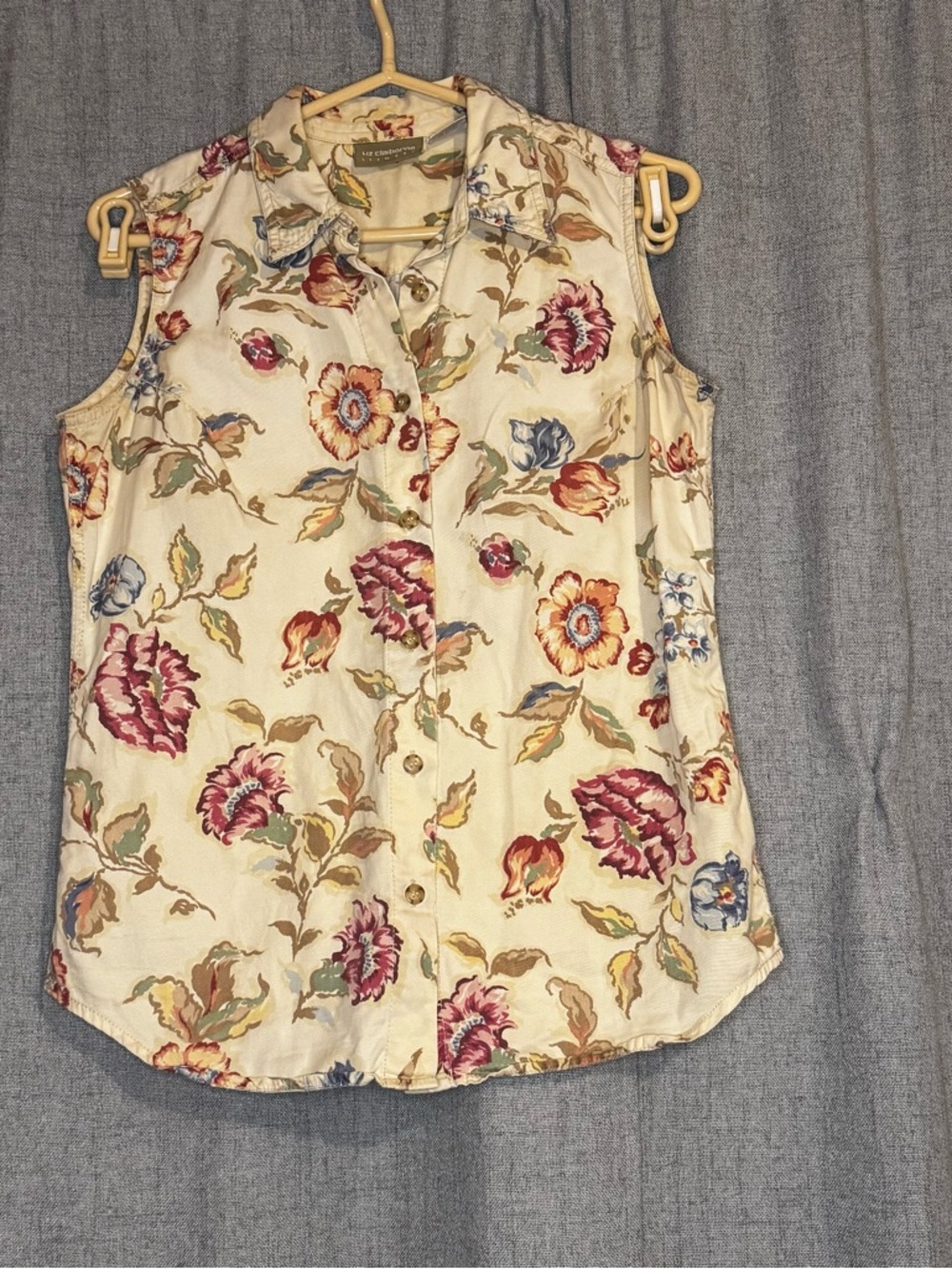 Vintage 90s Floral Button Up Blouse Cottagecore Liz Claiborne - Picture 3 of 9